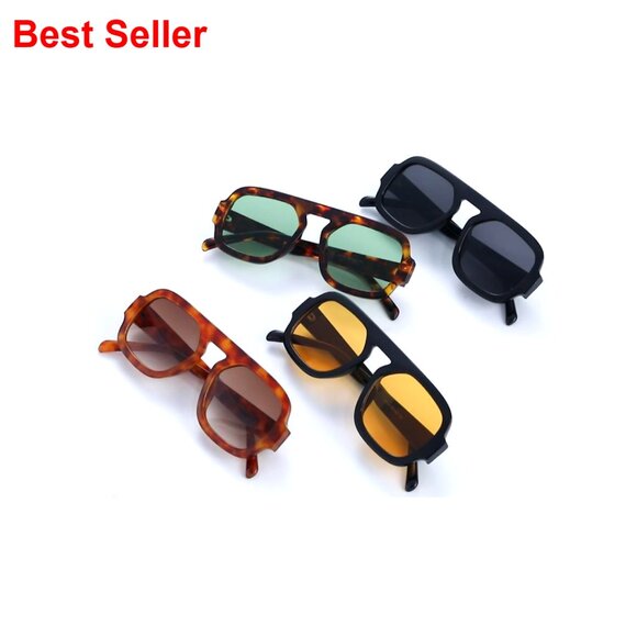 Square Aviator Sunglasses UV400 Protection Lightweight Acetate Frame - Picture 7 of 7